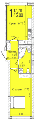 1-кімнатна 45 м² в ЖК Континент від 24 000 грн/м², с. Сокільники