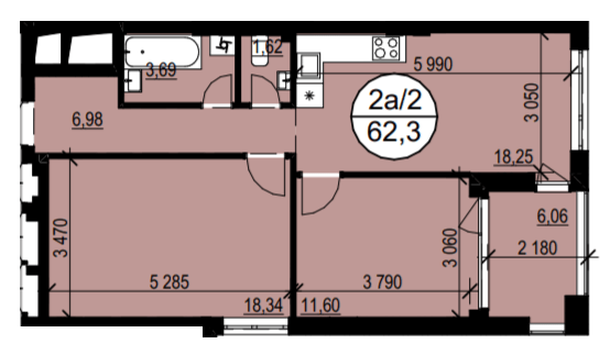 2-комнатная 62.3 м² в ЖК Гринвуд 3 от 19 400 грн/м², пгт Брюховичи