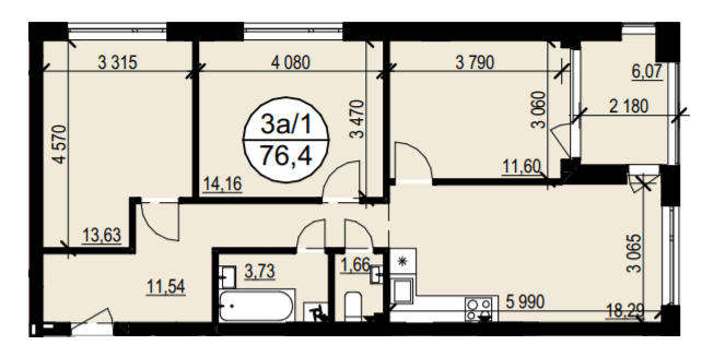 3-комнатная 76.4 м² в ЖК Гринвуд 3 от 19 400 грн/м², пгт Брюховичи