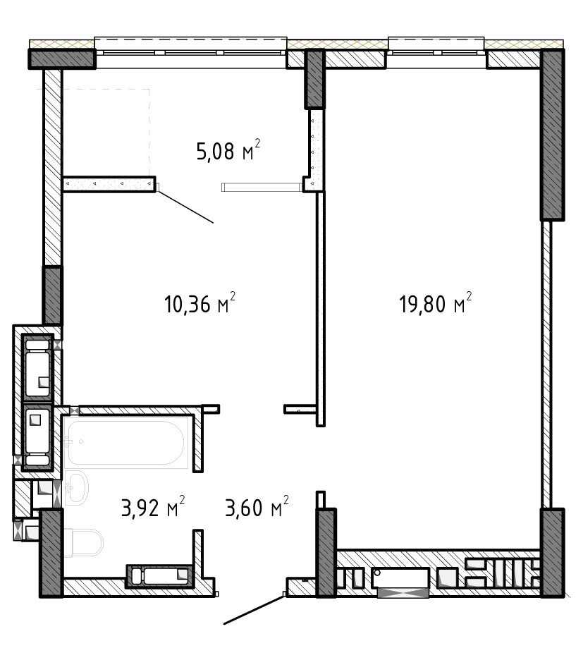 1-комнатная 42.76 м² в ЖК Krona Park II от 23 520 грн/м², г. Бровары