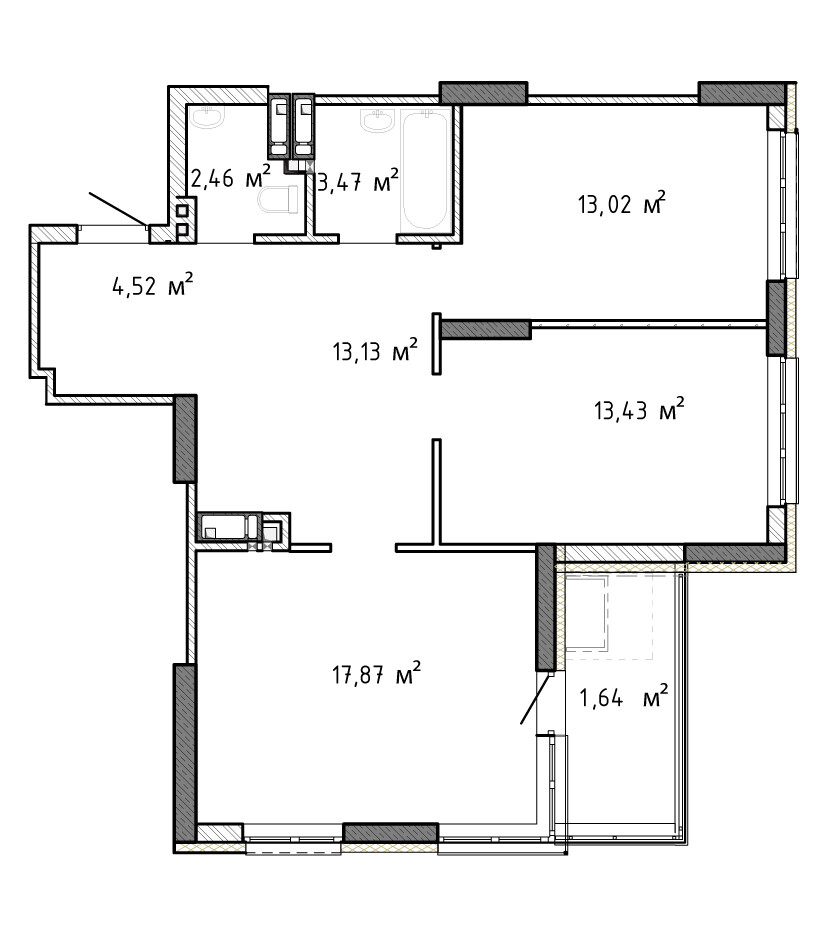 3-комнатная 69.54 м² в ЖК Krona Park II от 23 106 грн/м², г. Бровары