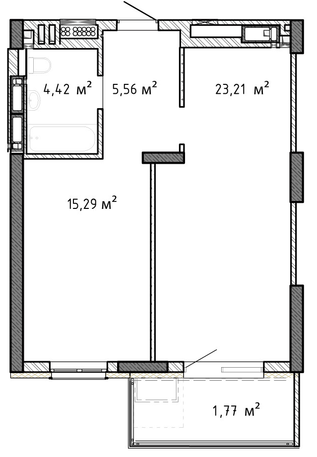 1-комнатная 50.25 м² в ЖК Krona Park II от 24 935 грн/м², г. Бровары