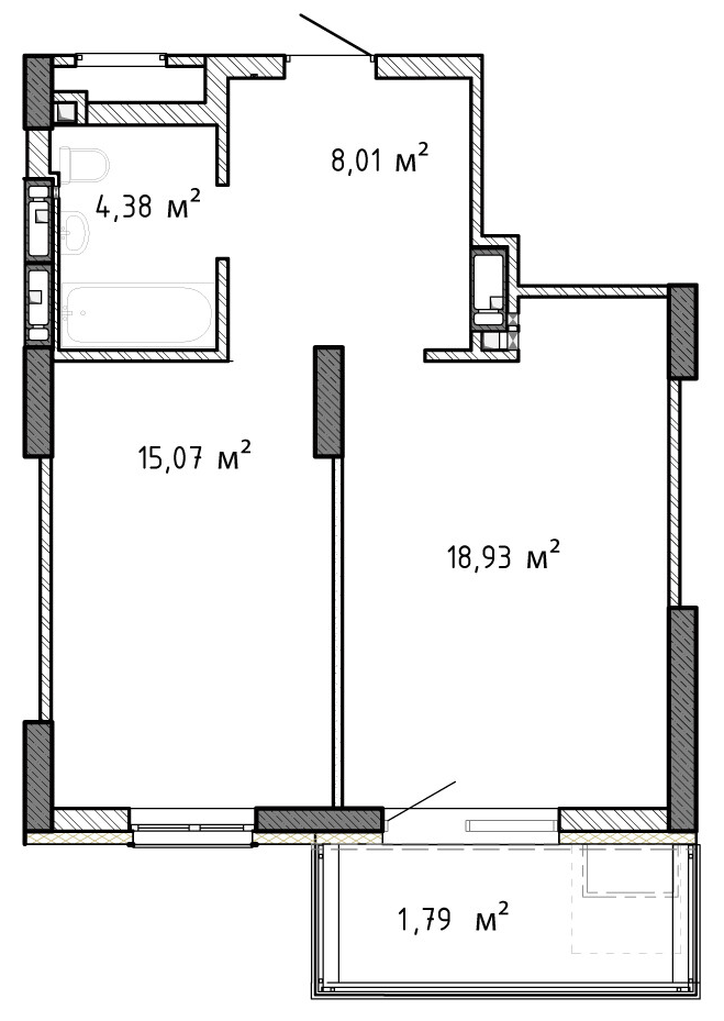 1-кімнатна 48.18 м² в ЖК Krona Park II від 23 520 грн/м², м. Бровари