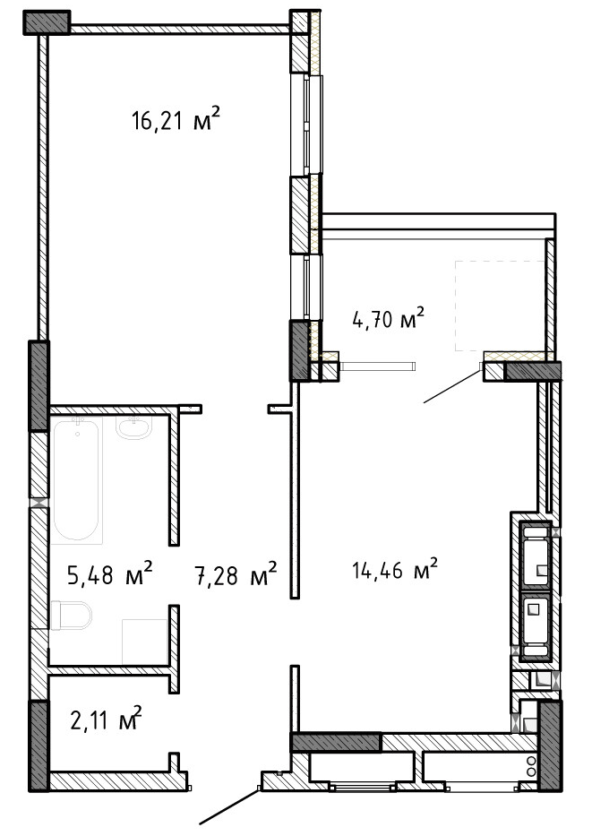 1-комнатная 42.76 м² в ЖК Krona Park II от 23 520 грн/м², г. Бровары