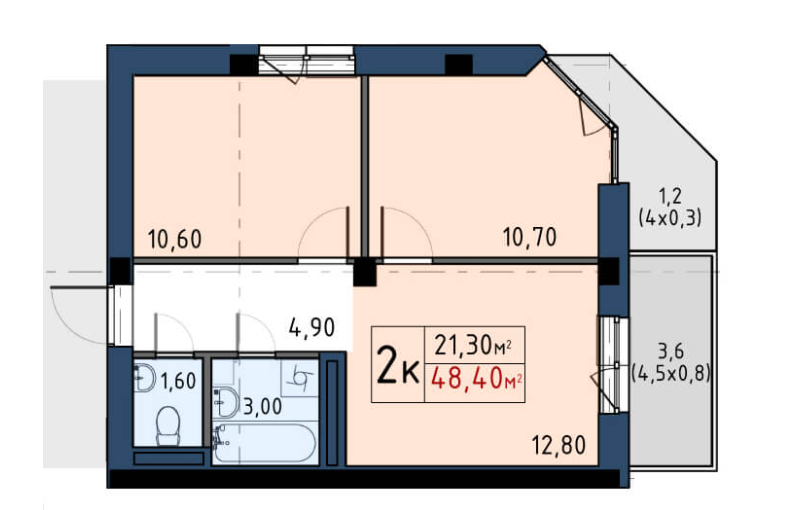 2-кімнатна 48.4 м² в ЖК Власна квартира від 37 500 грн/м², Київ