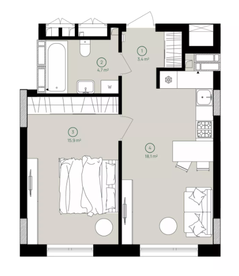 1-кімнатна 42.1 м² в ЖК Будинок на Вавілових від 38 100 грн/м², Київ