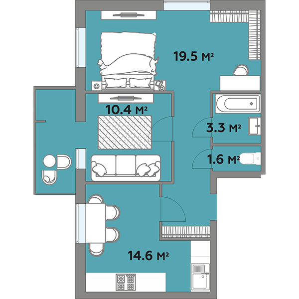 2-комнатная 62.8 м² в ЖК Яровиця Life от 12 750 грн/м², г. Калуш