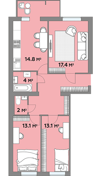 3-комнатная 84.4 м² в ЖК Яровиця Life от 11 950 грн/м², г. Калуш