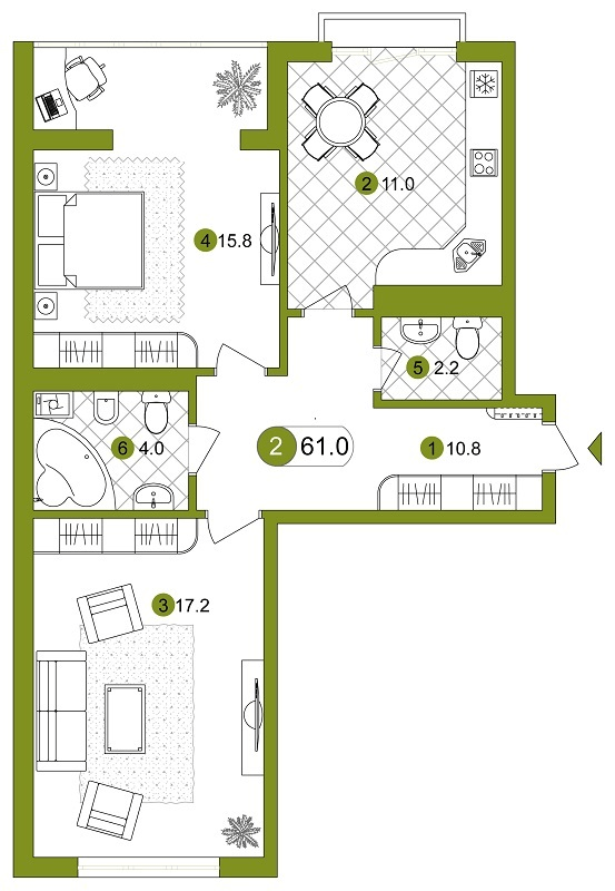 2-комнатная 61 м² в ЖК Вишневий от 13 500 грн/м², Ивано-Франковск