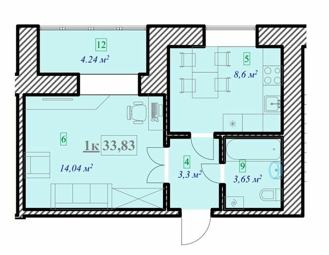 1-комнатная 33.83 м² в ЖК Ювілейний от 10 200 грн/м², Ивано-Франковск