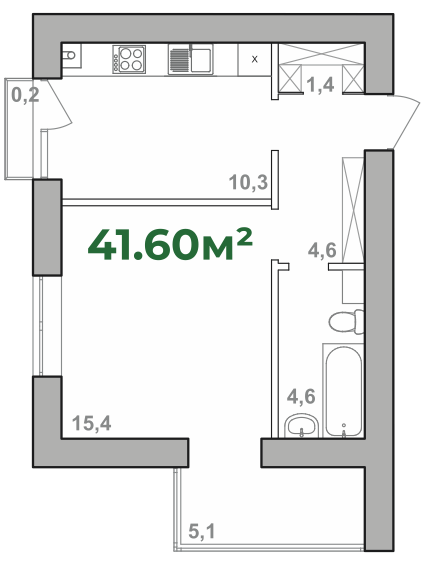 1-кімнатна 41.6 м² в ЖК Містечко Липки від 15 700 грн/м², Івано-Франківськ