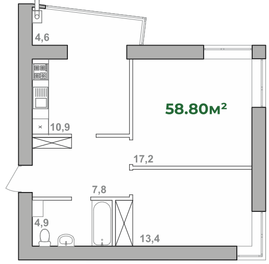 2-комнатная 58.8 м² в ЖК Городок Липки от 16 000 грн/м², Ивано-Франковск