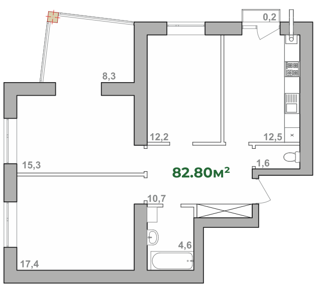 3-кімнатна 82.8 м² в ЖК Містечко Липки від 16 000 грн/м², Івано-Франківськ