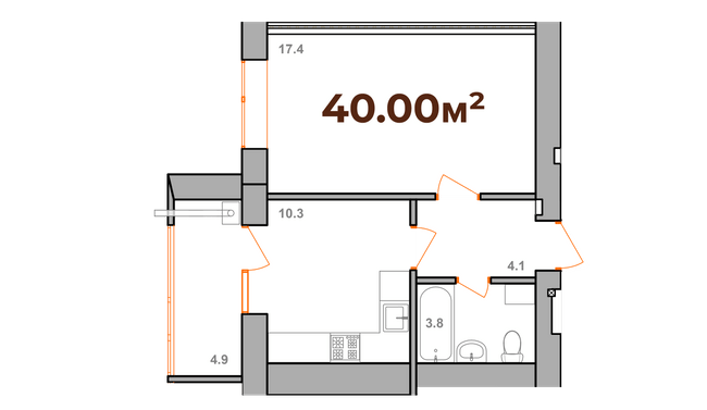 1-кімнатна 40 м² в ЖК Опришівська Слобода від 13 050 грн/м², Івано-Франківськ