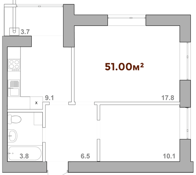 2-кімнатна 51 м² в ЖК Опришівська Слобода від 12 200 грн/м², Івано-Франківськ