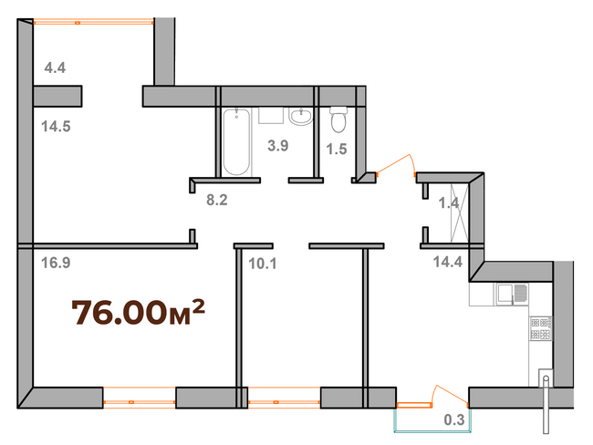 3-кімнатна 76 м² в ЖК Опришівська Слобода від 11 200 грн/м², Івано-Франківськ