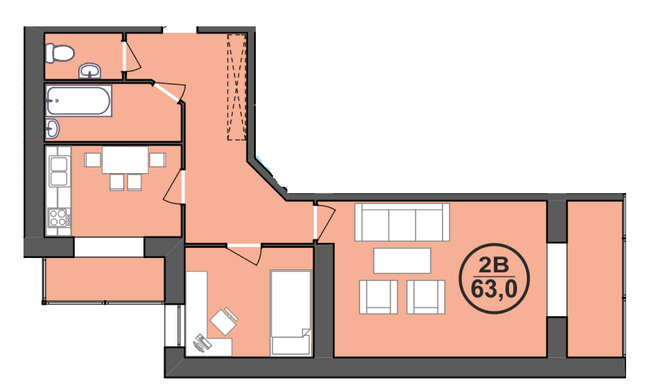 2-кімнатна 63 м² в ЖК Містечко Центральне від 11 000 грн/м², Івано-Франківськ