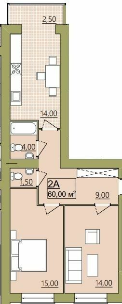 2-комнатная 60 м² в ЖК Городок Центральный от 14 000 грн/м², Ивано-Франковск