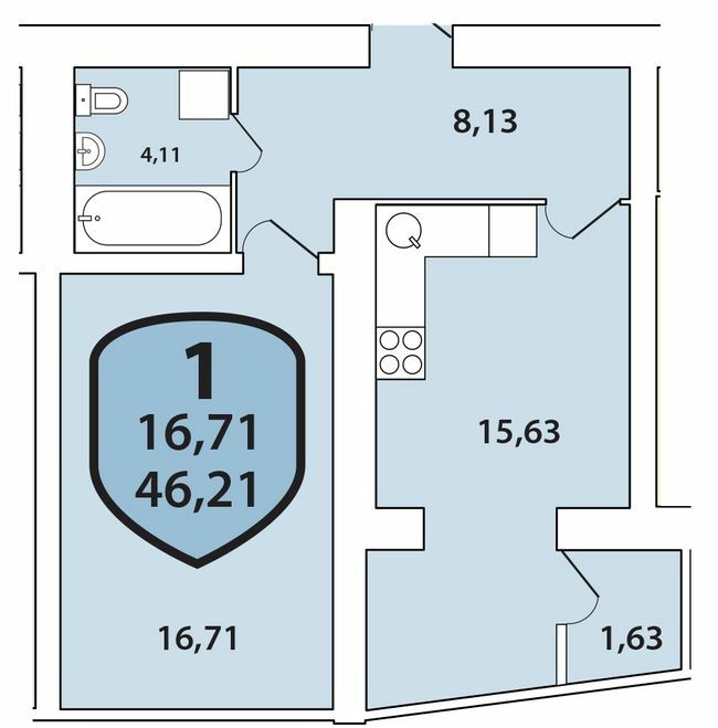 1-комнатная 46.21 м² в ЖК Олимпийский от 17 600 грн/м², Хмельницкий