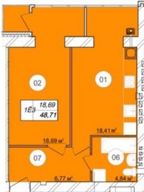 1-комнатная 48.71 м² в ЖК Премьер от 13 600 грн/м², г. Каменец-Подольский