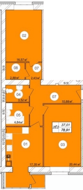 2-кімнатна 78.91 м² в ЖК Прем'єр від 13 400 грн/м², м. Кам`янець-Подільський