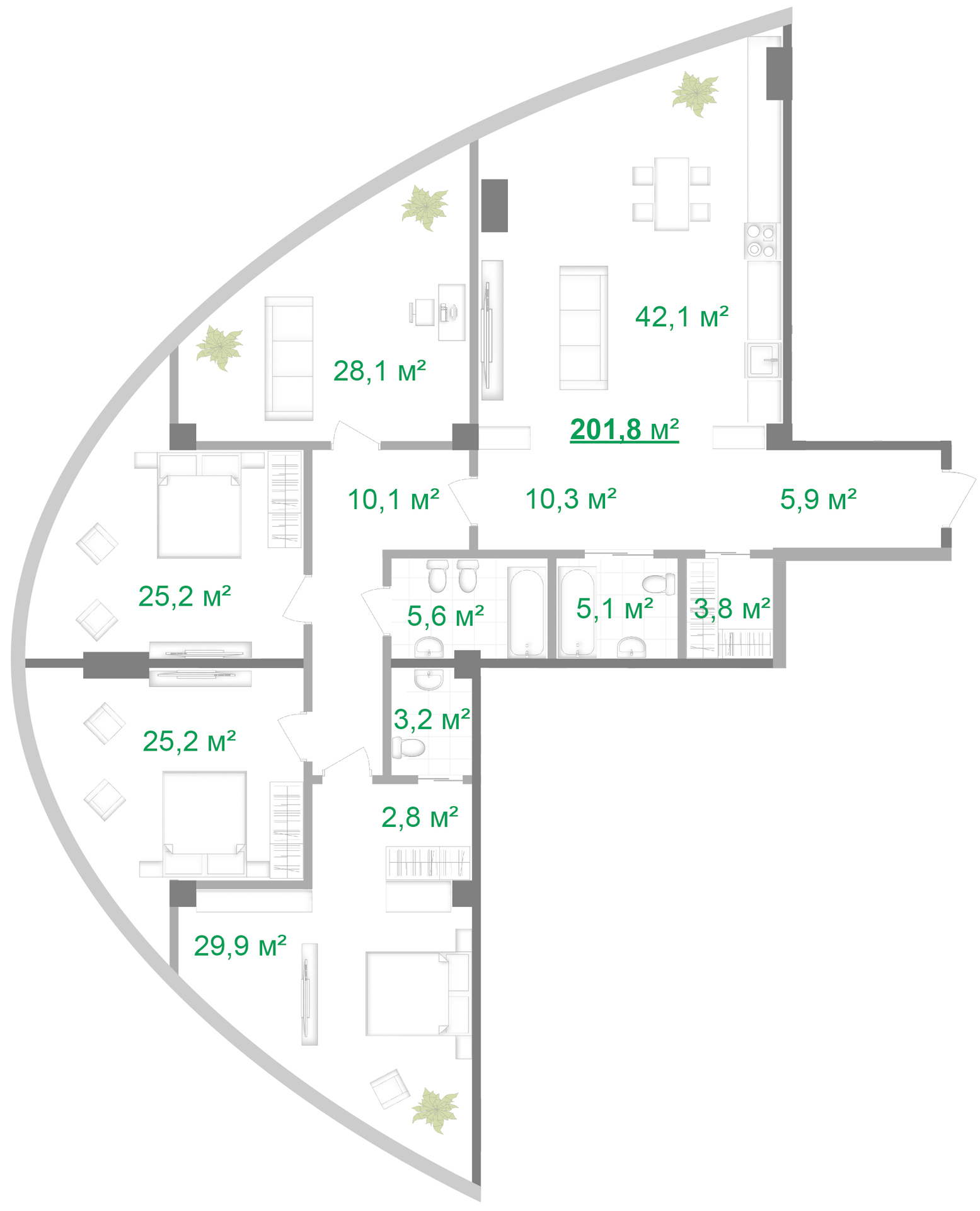 4-кімнатна 201.8 м² в БФК Intergal City від 64 802 грн/м², Київ