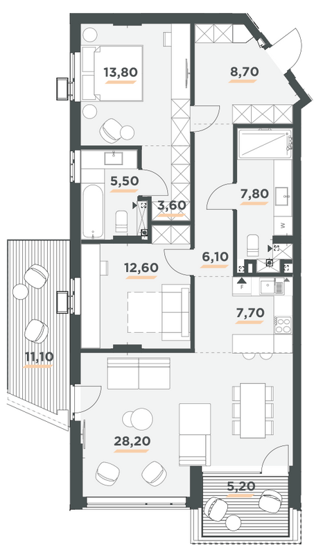 2-комнатная 99.9 м² в ЖК 31 от 43 000 грн/м², Киев