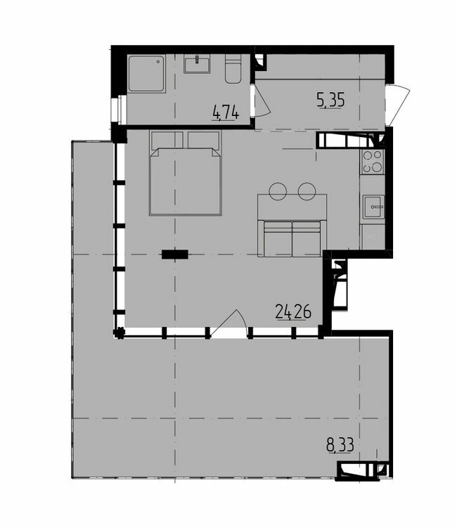 1-комнатная 42.5 м² в ЖК Be the One от 36 000 грн/м², Киев