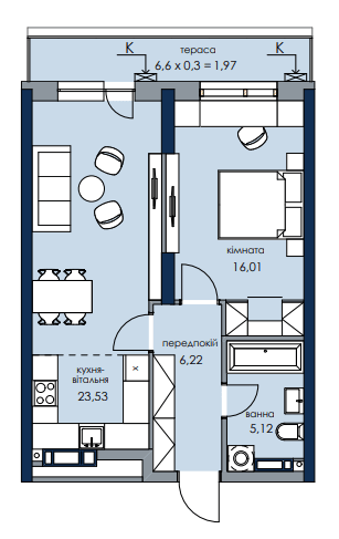 1-кімнатна 52.85 м² в ЖК Новий Автограф від 44 800 грн/м², Київ