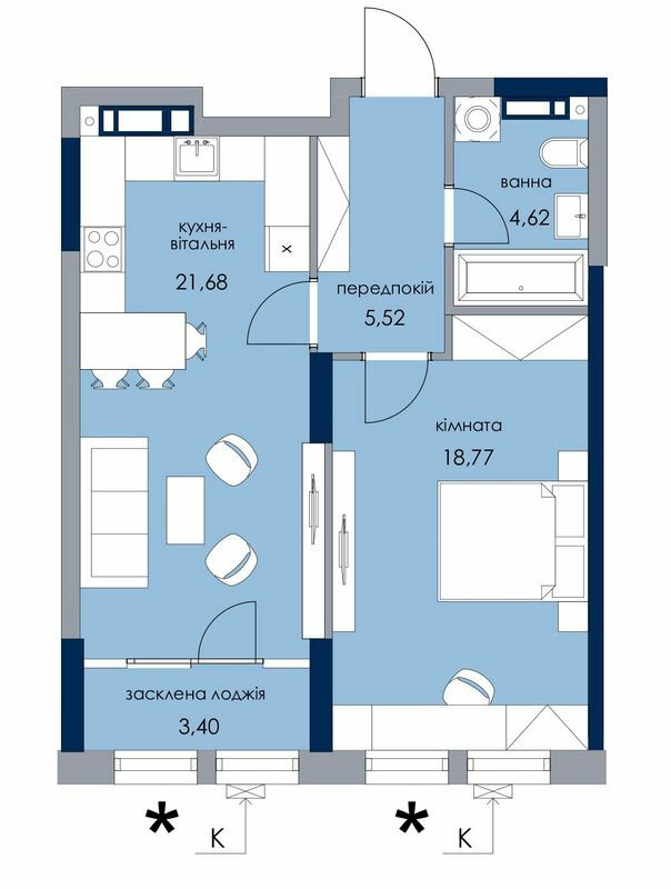 1-кімнатна 53.99 м² в ЖК Новий Автограф від 49 200 грн/м², Київ