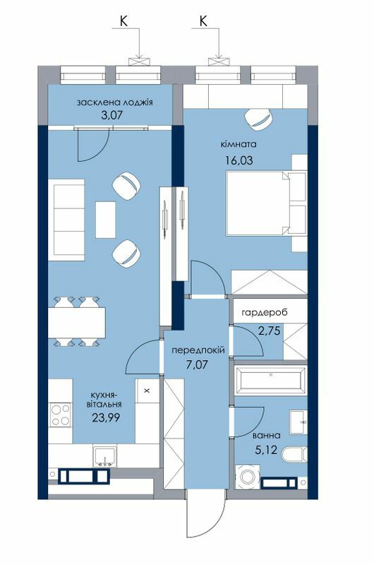 1-комнатная 58.03 м² в ЖК Новый Автограф от 49 200 грн/м², Киев