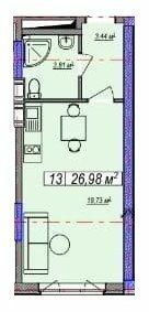 1-комнатная 26.98 м² в ЖК Парк Славы от 22 200 грн/м², Киев