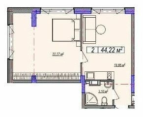 1-кімнатна 44.22 м² в ЖК Парк Слави від 22 200 грн/м², Київ