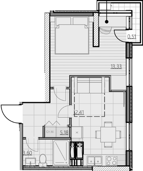 1-кімнатна 35.03 м² в ЖК Парк Хілс (Молодіжна ініціатива) від 21 600 грн/м², Київ