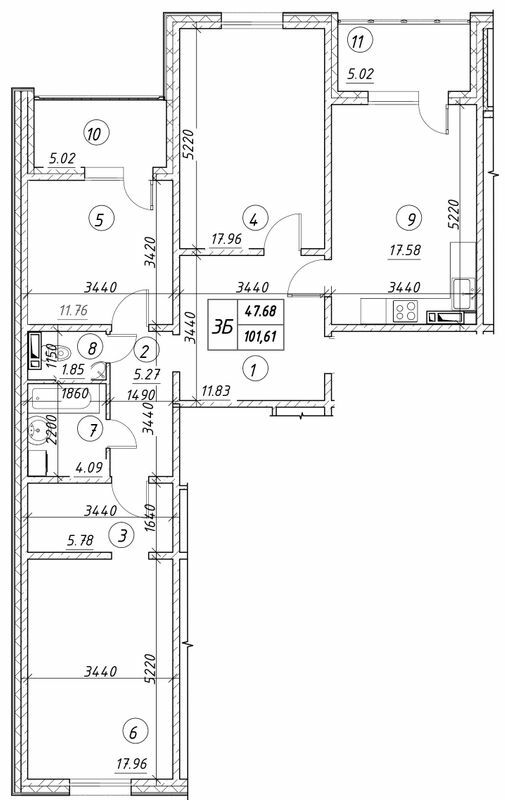 3-комнатная 101.61 м² в ЖК Ревуцкий от 20 500 грн/м², Киев