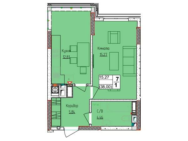 1-комнатная 38.38 м² в ЖК Пионерский квартал 2 от 22 000 грн/м², пгт Чабаны