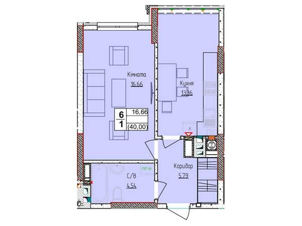 1-кімнатна 40.35 м² в ЖК Піонерський квартал 2 від 22 000 грн/м², смт Чабани