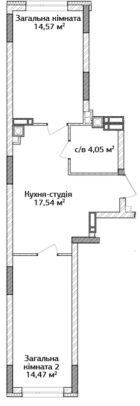 2-комнатная 50.63 м² в ЖК Синергия 3+ от 19 200 грн/м², г. Ирпень