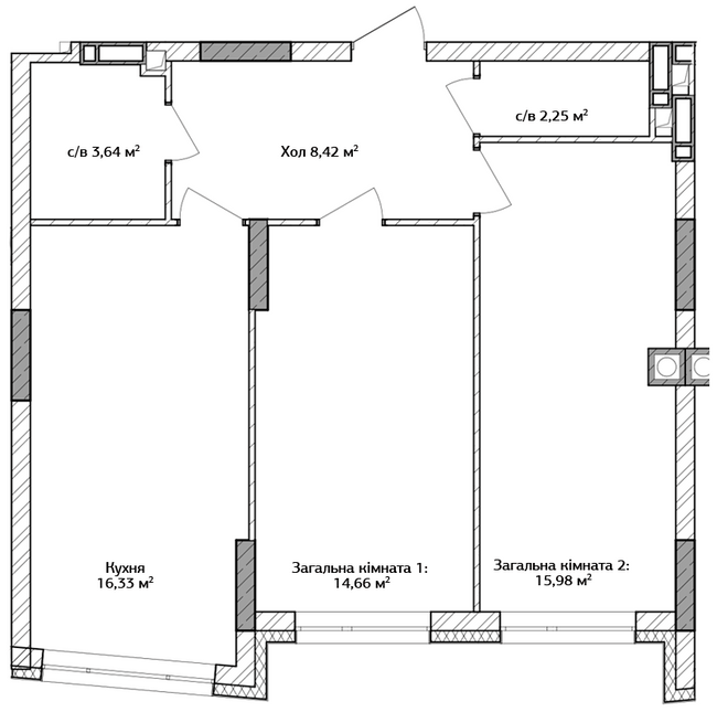 2-кімнатна 60.8 м² в ЖК Синергія 3+ від 21 300 грн/м², м. Ірпінь