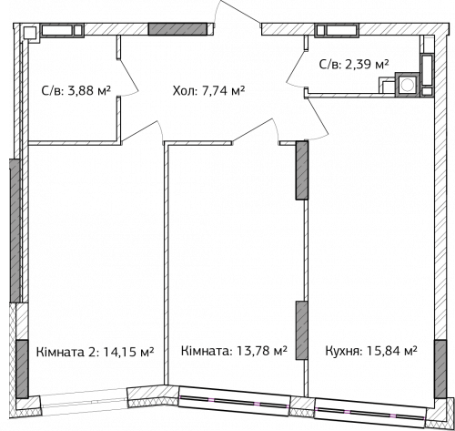 2-кімнатна 57.78 м² в ЖК Синергія 3+ від 19 200 грн/м², м. Ірпінь
