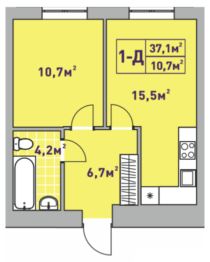 1-кімнатна 37.1 м² в ЖК Центральний-2 від 24 050 грн/м², м. Ірпінь
