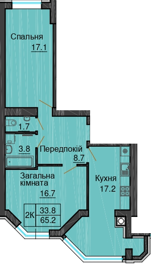 2-кімнатна 65.2 м² в ЖК Sofia Nova від 24 000 грн/м², с. Новосілки