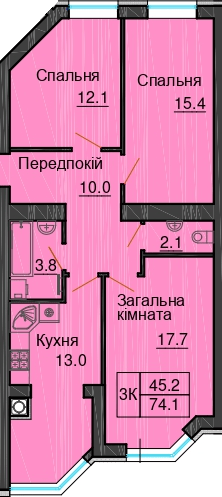 3-комнатная 74.1 м² в ЖК Sofia Nova от 32 000 грн/м², с. Новоселки