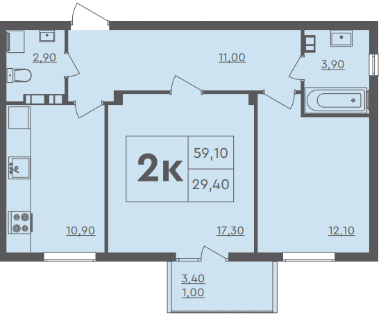 2-комнатная 59.1 м² в ЖК Scandia от 18 500 грн/м², г. Бровары