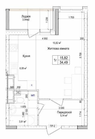 1-комнатная 34.49 м² в ЖК Атлант на Киевской от 24 100 грн/м², г. Бровары