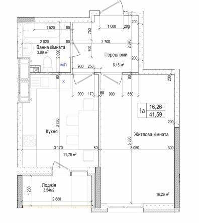 1-комнатная 41.59 м² в ЖК Атлант на Киевской от 24 100 грн/м², г. Бровары