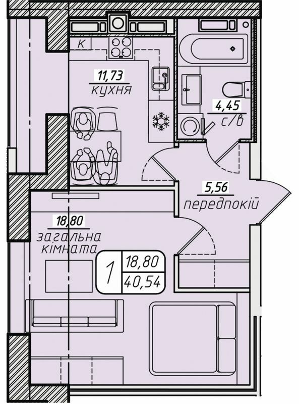 1-комнатная 43.3 м² в ЖК Западный от 22 000 грн/м², Винница