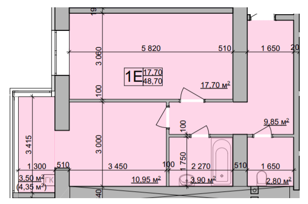 1-комнатная 48.7 м² в ЖК Зоря от 20 000 грн/м², Винница