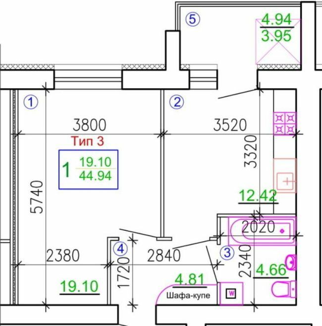 1-кімнатна 44.94 м² в Мкрн Академічний від 20 650 грн/м², Вінниця