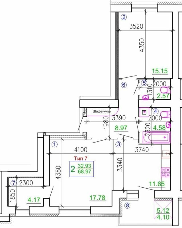 2-кімнатна 68.97 м² в Мкрн Академічний від 19 750 грн/м², Вінниця